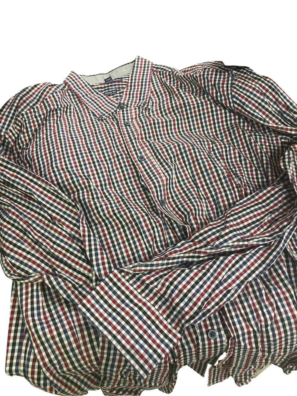 Report Collection Classic Checkered Button-Up Shirt - Red Navy White XXL